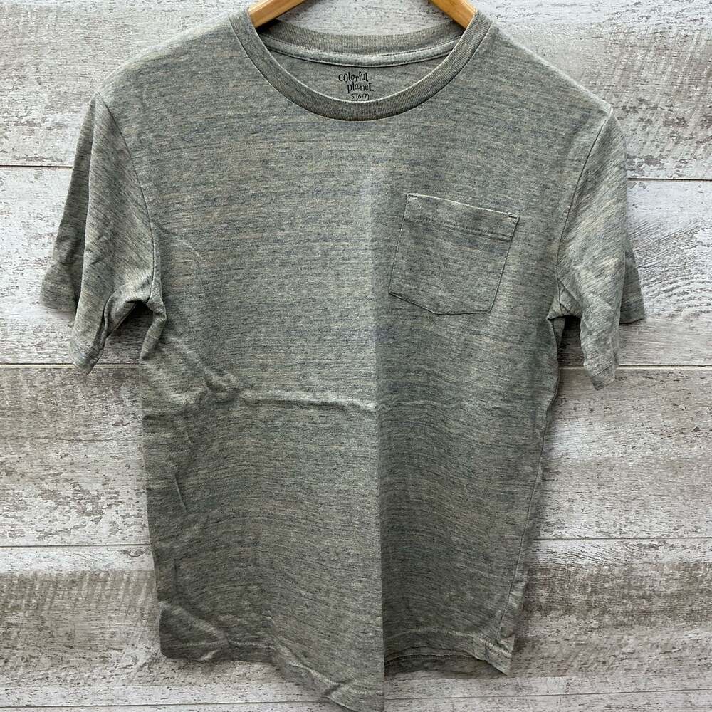 Colorful Planet Boys Heathered Green Short Sleeve Pocket T-Shirt Size S (6/7)